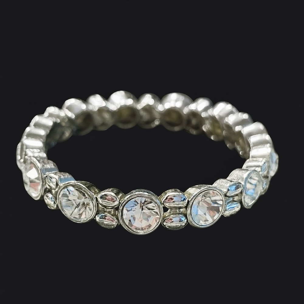 White House Black Market Rivoli Crystal Stretch Bracelet in Silver